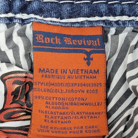 Rock Revival Jordyn Easy Boot Western Denim Blue Jeans Sz 32 x 27.5 (Hemmed) - Picture 15 of 16